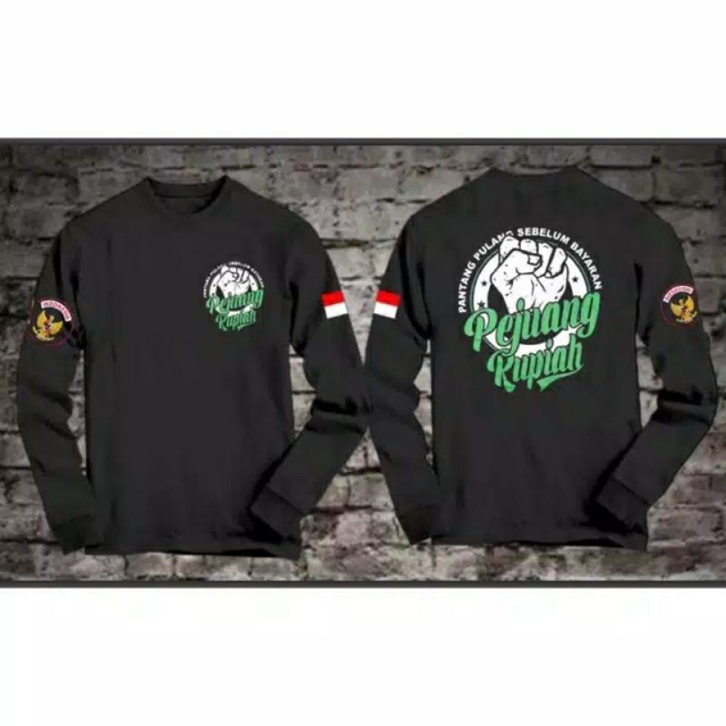 Kaos lengan panjang pejuang rupiah logo hijau