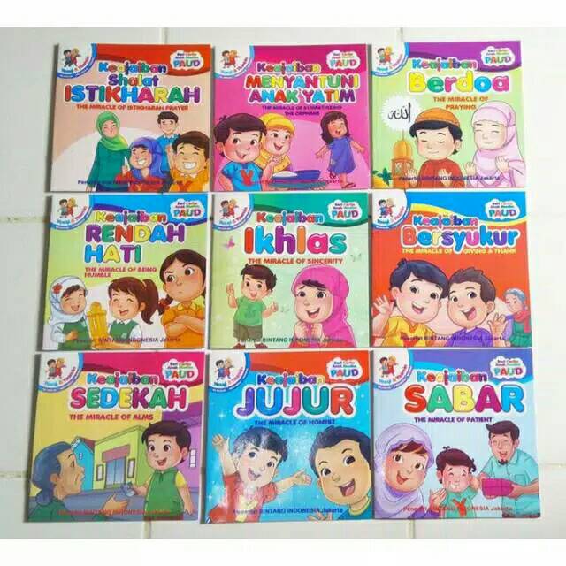 Paket 10 Buku Cerita Anak Bergambar Seri Anak Muslim Paud Bilingual Full Colour