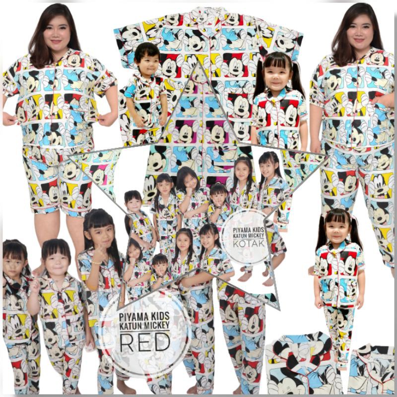 piyama karakter tikus mik mous bisa couple mom and kids setelan baju tidur
