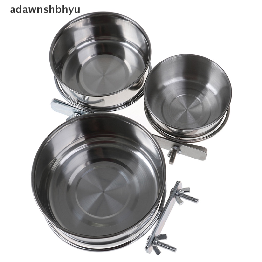 Adawnshbhyu Pet Hanging Bowl Stainless Steel Makan Anjing &amp; Kucing Makanan Air Burung Piring Kandang Mangkuk