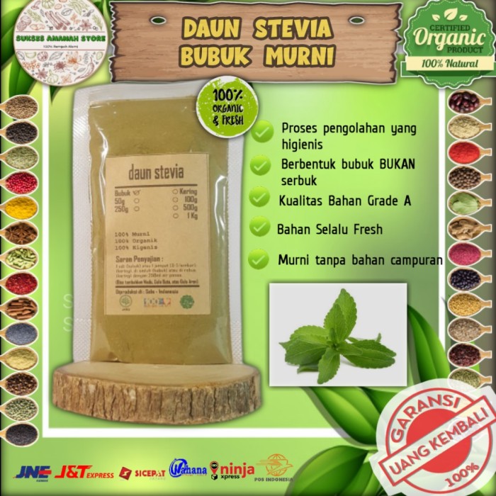 

daun stevia bubuk murni diabetes alami 50 gram Stevia Rebaudiana