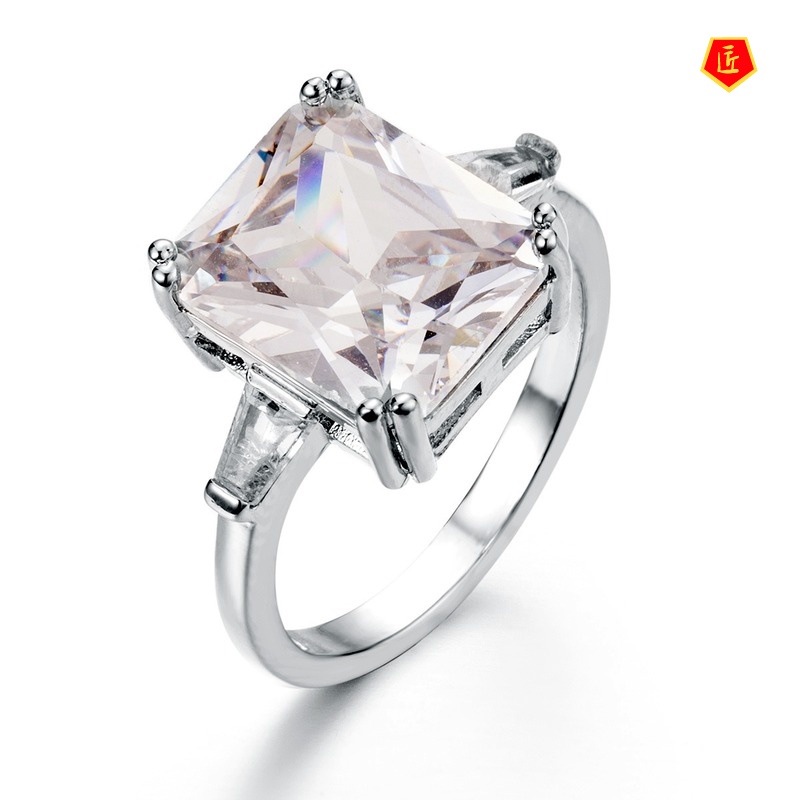 [Ready Stock]Exaggerated Square Diamond Ring Simple Fashion