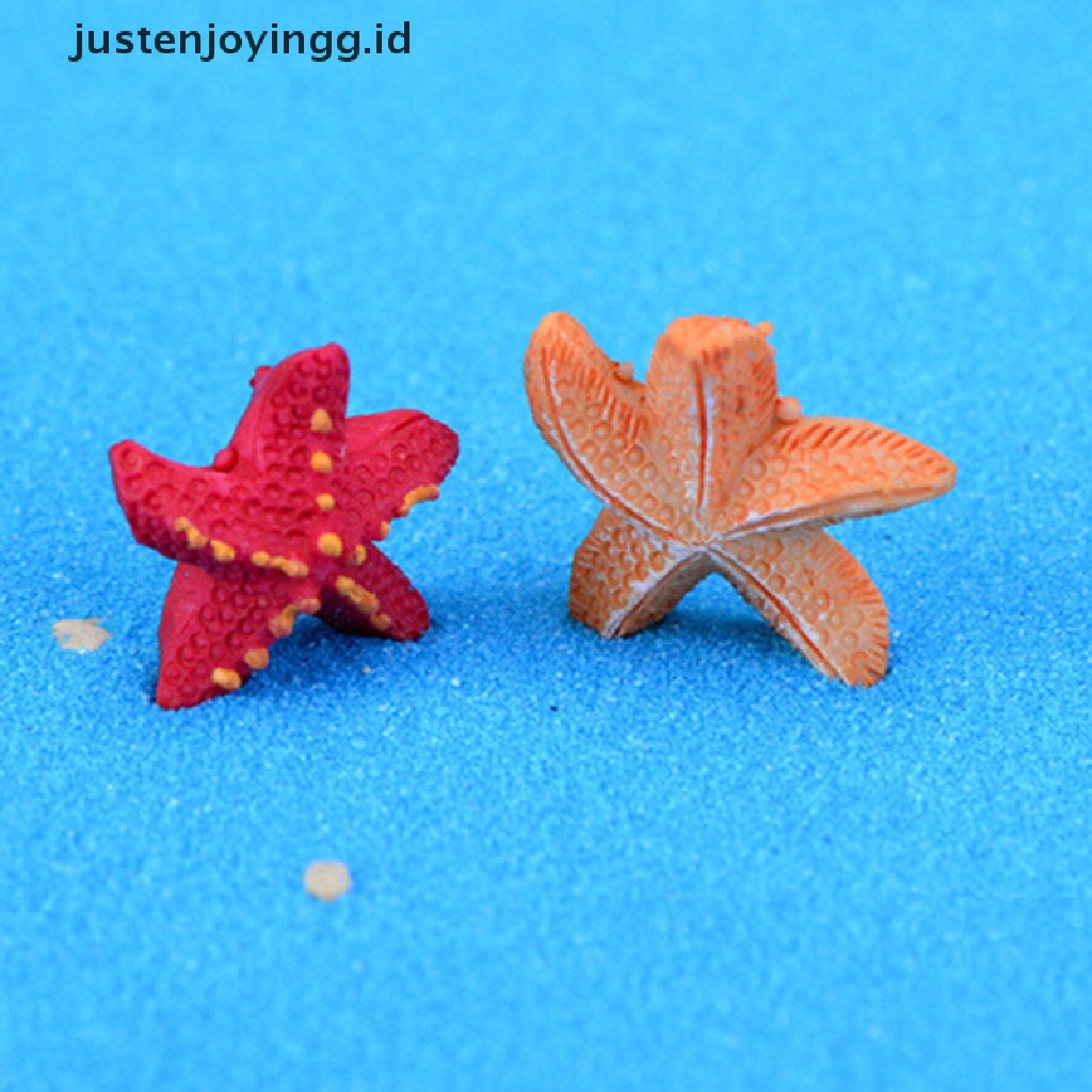 // justenjoyingg.id // 2pcs Starfish Miniatures Fairy Garden Decorations Micro Landscapes DIY Resin Crafts Bonsai Figurine Garden Terrarium Accessories ~