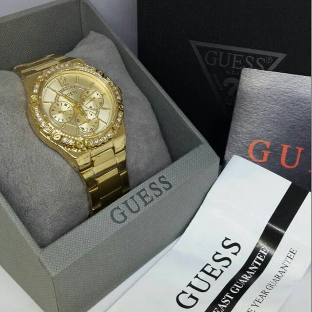 Jam Tangan Wanita Guess W0845L2 Gold Rantai Original Murah