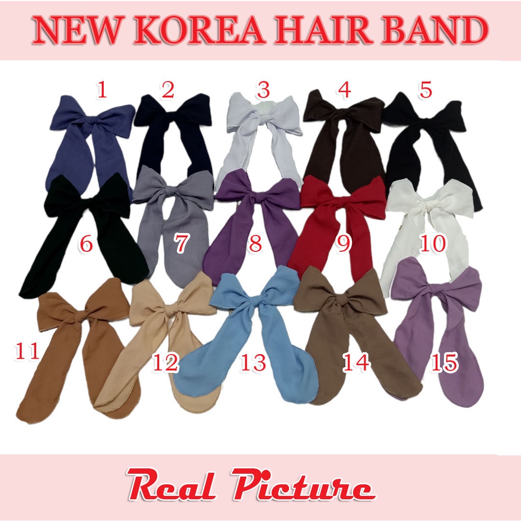 Ikat Rambut Korea Pita Ribbon Polos dan Pita Silk Print