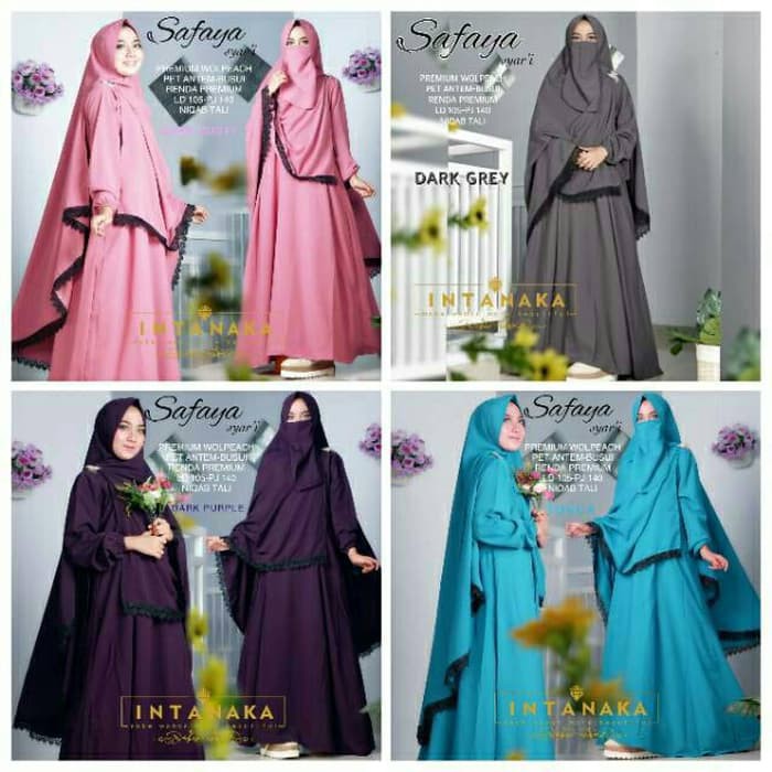 Baju Gamis Wanita Terbaru Jumbo Safaya Ori Intanaka Set Khimar Cadar