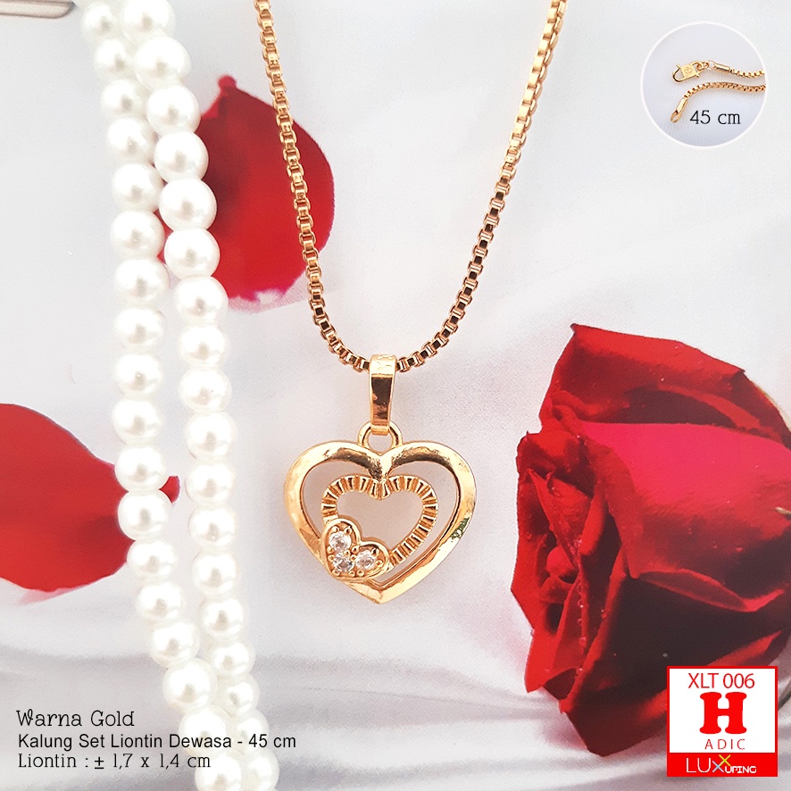 XLT 006 Kalung Dewasa Set Liontin Murah Perhiasan Wanita Lapis Emas Imitasi Permata Zirkon Aksesoris Wanita Termurah Luxx Xuping