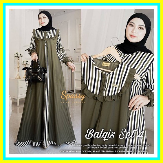 Gamis Remaja Rauna Rgr 12 Abu / Rauna Rgr 12 Salem / Gamis Remaja Murah Balqis Set 4 2 In 1 Gamis + 