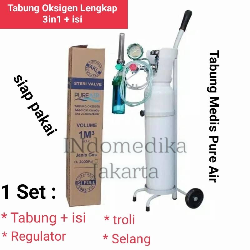 New // Tabung Oxygen Lengkap 1M3 Siap Pakai - Tabung Oksigen Set 1M3 - Tabung Oksigen Lengkap //