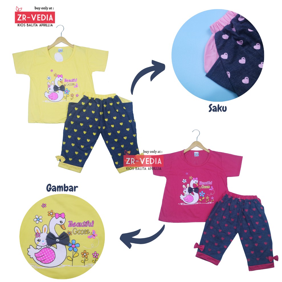 Setelan Lisa Uk 7-8 Tahun / Baju Anak Perempuan Celana Jogger Kaos Lengan Pendek Set Pakaian Cewek