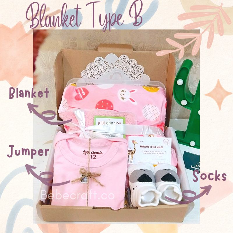 bebecraft - CANDY Baby Gift Set Hampers Baby Semarang Set Bayi Newborn Kado Lahiran Semarang Baju Bayi Premium-Blanket Baby Girl