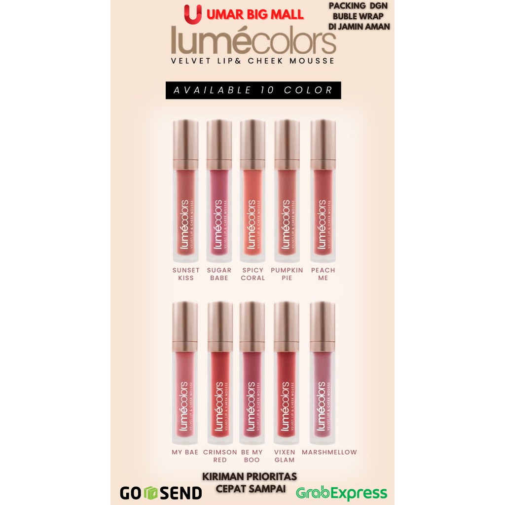 LIPSTIK 3 in 1 Multifungsi: EYESHADOW, BLUSH ON & LIPSTICK LUMECOLORS 100% HALAL MUI resmi BPOM