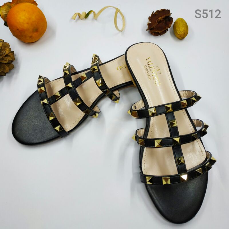Sendal Flat Shoes Wanita Valentino Import Premium Terbaru Kekinian