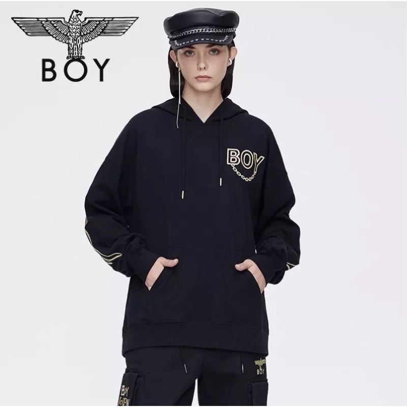 BOY25 SWEATER HOODIE BOY LONDON WINGS BORDIR GOLD IMPORT PRIA WANITA ASIA EROPA KOREA AMERIKA