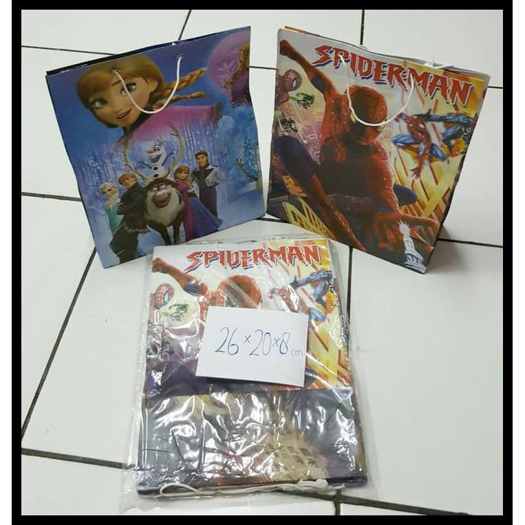 

Buruan Serbu Paper Bag Spiderman & Frozen/ Pak / Mix Isi 10 Pcs By Esslshop