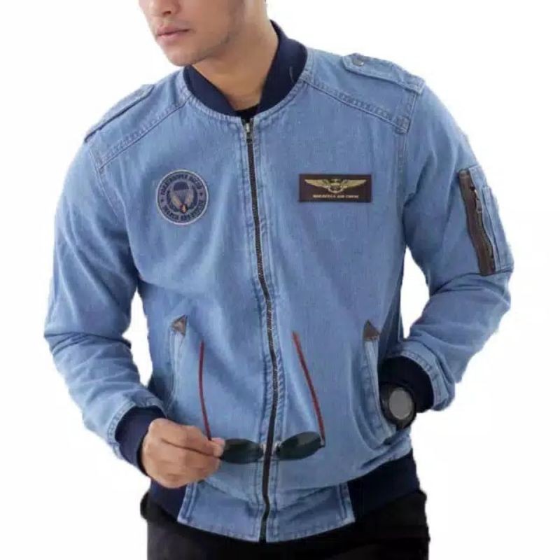 TURUN HARGA ! Jaket Jeans Sleting - Jaket Bomber Jeans Pria Original - Jaket Motor Premium