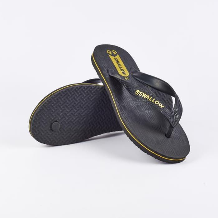 SATUAN Sandal Sendal Jepit Pria Swallow Black Pearl Hitam Ukuran Besar