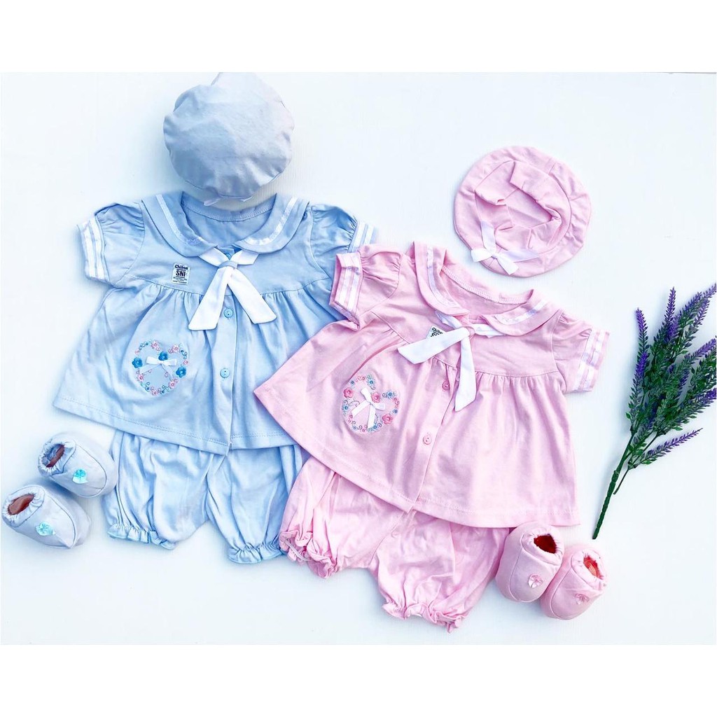 SAILOR GIRL / CHARLOTTE Baju Setelan Celana Bunga Topi Sepatu Pergi Lucu Fashion Anak Bayi Perempuan Terlaris