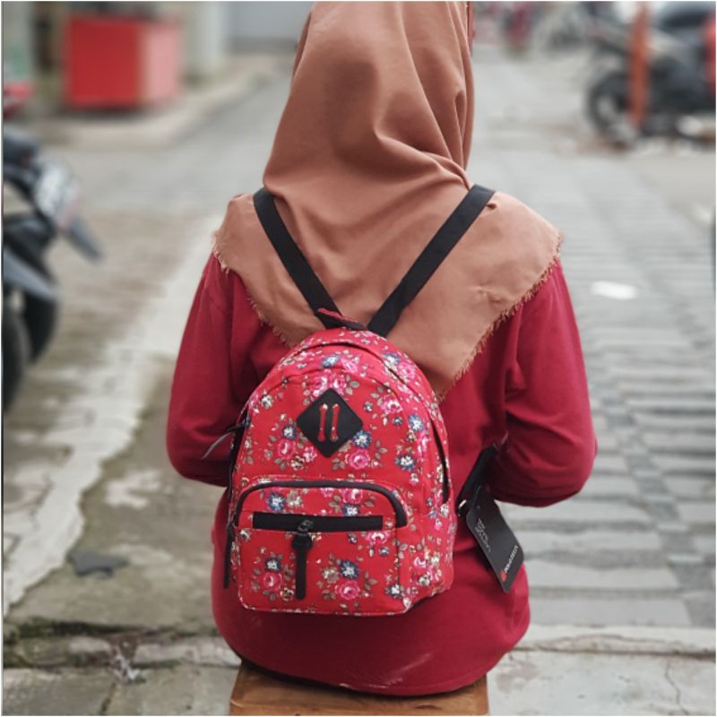 Tas Ransel mini bahan canvas motif/tas cewek/tas kecil imut/tas batik/tas Backpack Mini