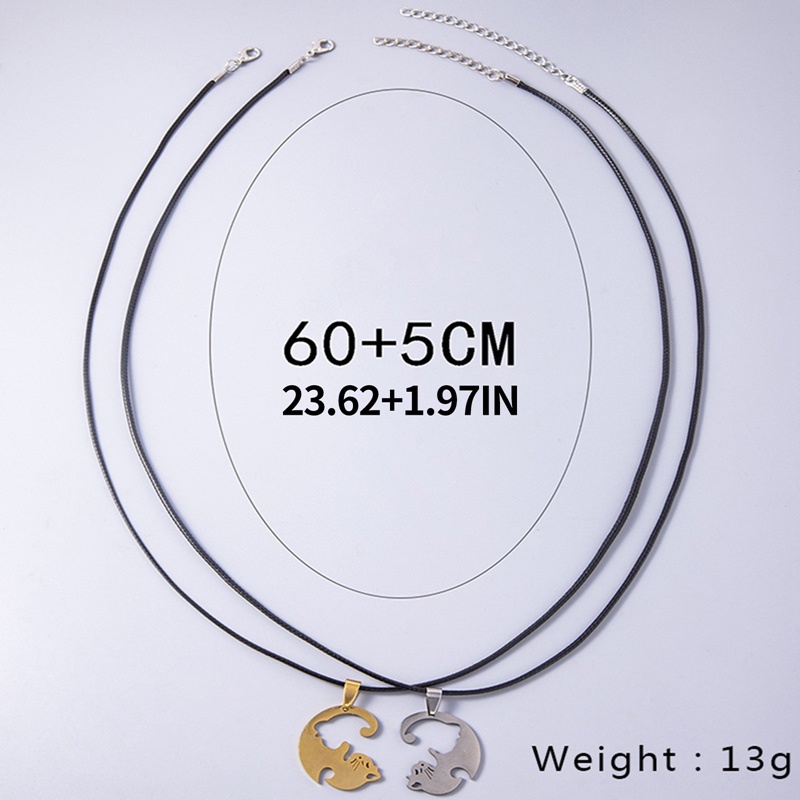 2pcs / Set Kalung Liontin Puzzle Bahan Stainless Steel Untuk Pasangan