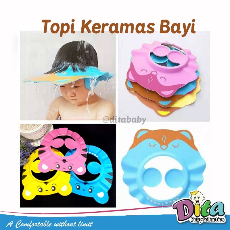 TOPI KERAMAS BAYI &amp; ANAK MODEL KANCING / SHOWER CAP BABY AND KIDS / BABY SHOWER HAT TOPI MANDI ANAK topi keramas anak / topi keramas bayi / topi pelindung mandi bayi