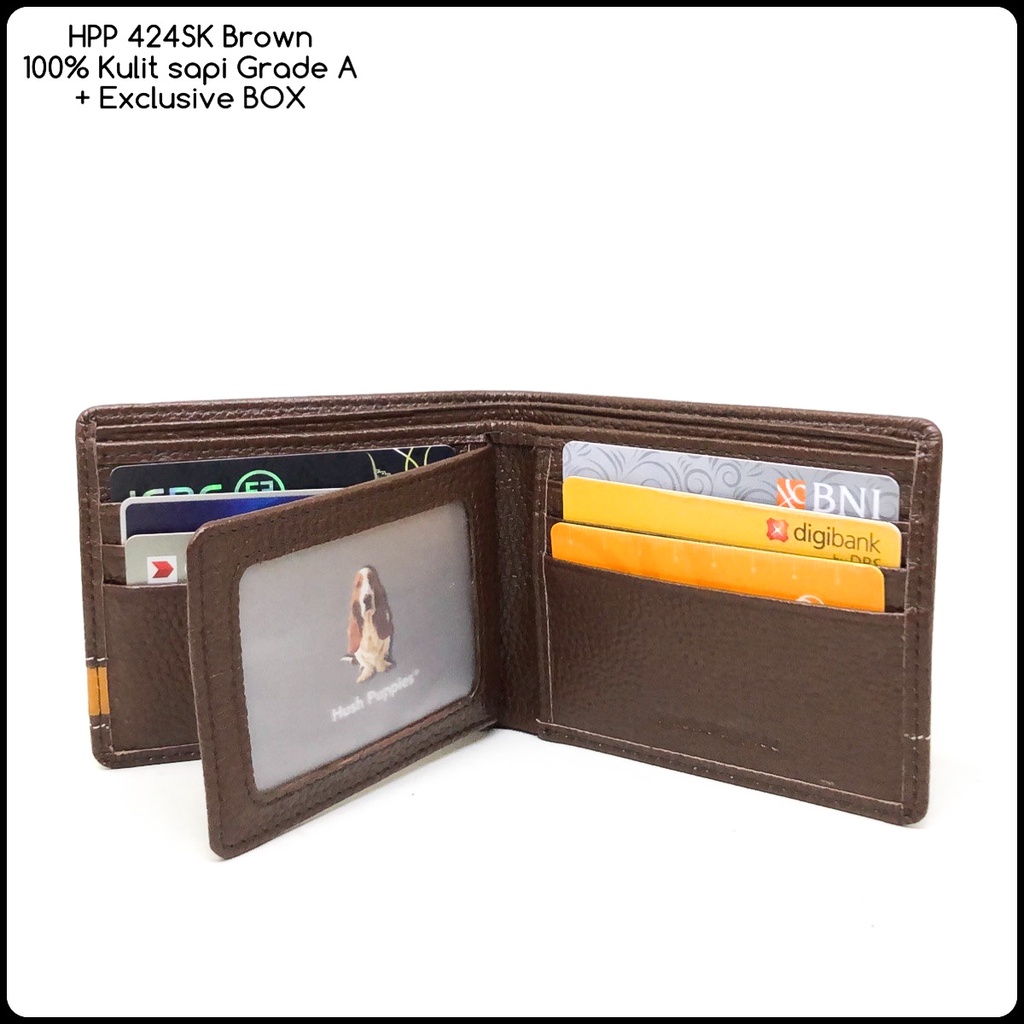 Exclusive dompet hush puppies 424 classic brown replica mirror dompet cowok dompet pria dompet murah