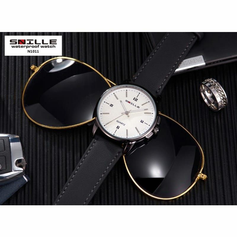 Jam Tangan Snille Kulit N1022 Fashion Pria Kasual Terlaris Terbaik