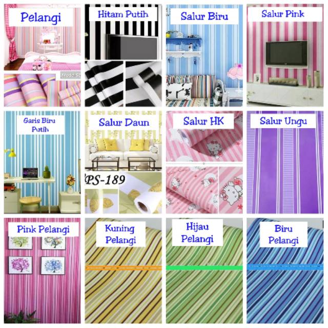 10 M x 45 Cm WALLPAPER DINDING MOTIF SALUR SERAT BUNGA 