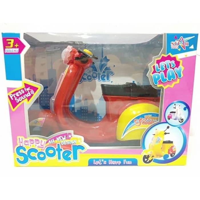 Mainan Anak LakiLaki dan Perempuan Motor Vespa Happy Scooter Merah