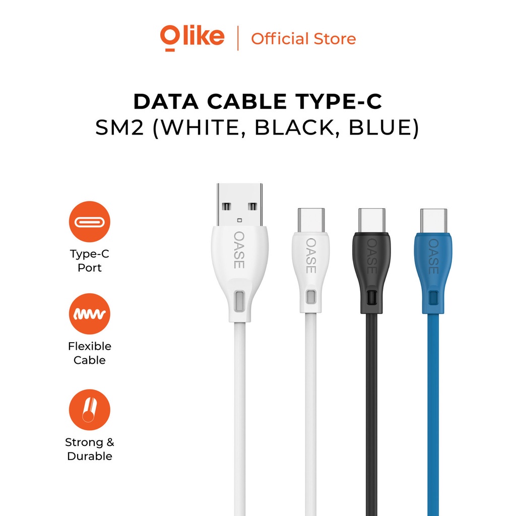 KABEL DATA CHARGE TYPE-C Olike Kabel Data Android Type C Elastis Panjang Kabel 1 Meter Oase SM2