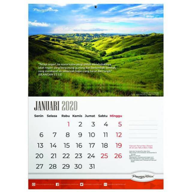 Kalender Dinding Renungan Harian 2020 Kristen