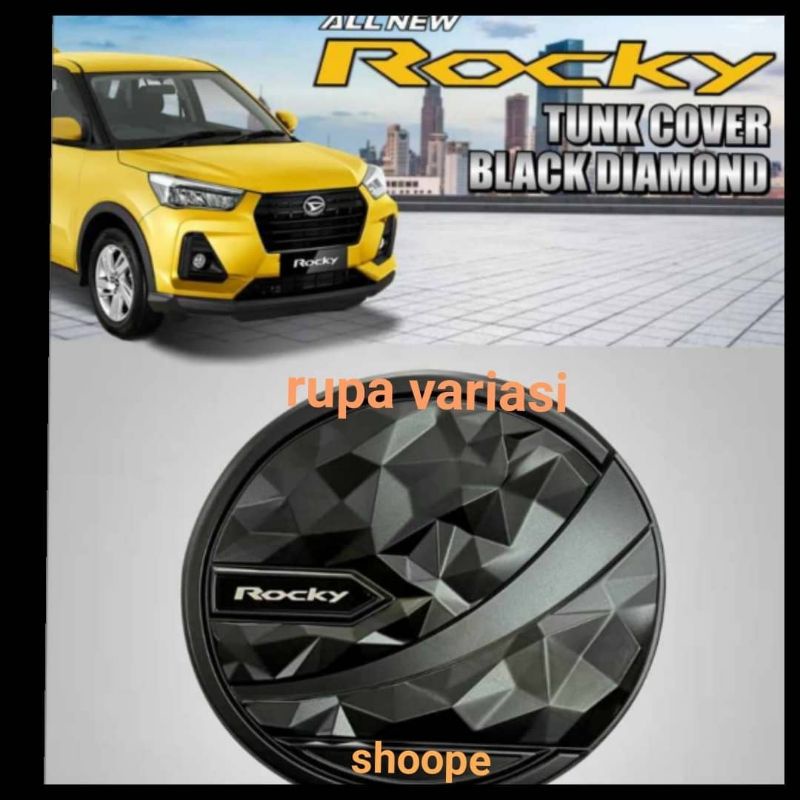 tutup tangki bensin tanc cover mobil daihatsu rocky hitam doff motif diamond berlian