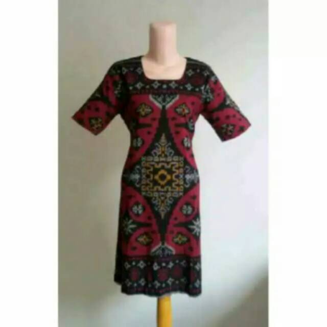 TUNIK TENUN KRISTAL Merah Handmade 388C