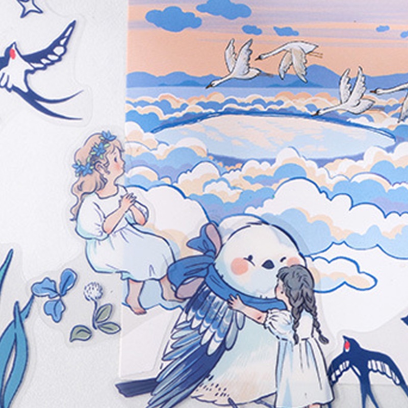 Papermore 20pcs Stiker Motif Island Warna Biru Untuk Dekorasi Handbook