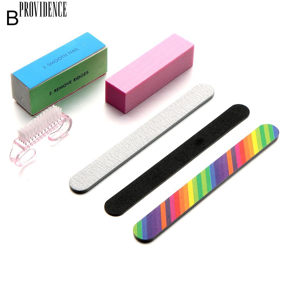 [Bayar Di Tempat] 6 Pcs Nail Art Pengamplasan File Buffer Blok Sikat Pembersih Manicure Tool Kit Set