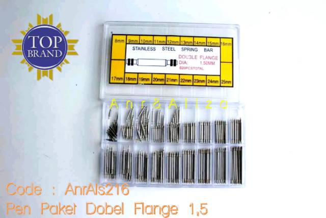 Spring Bar Paket Double Flange 1,5 mm Pen Paket Jam Tangan