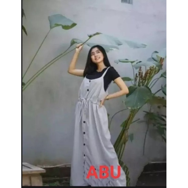 Gamis Wanita Dewasa Overall Muslimah Kekinian Bahan Moscrepe