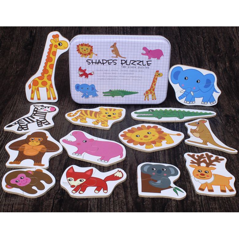 TweedyToys - Puzzle Kayu / My First Puzzle Kaleng Putih - Shapes Puzzle