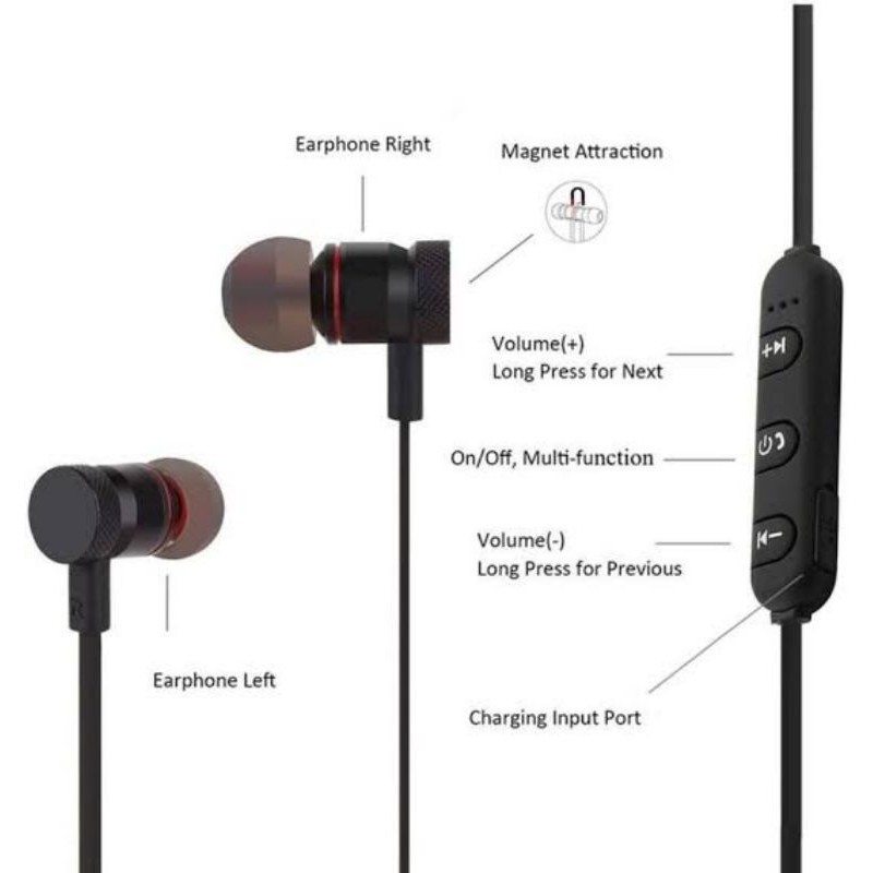 HEADSET BLUETOOTH SPORT MAGNETIC EXTRA BASS STEREO SUARA BAGUS IMPORT