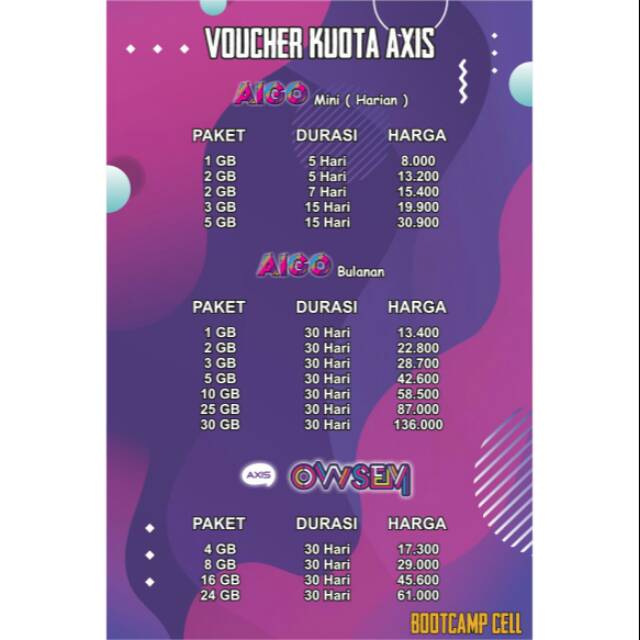 Voucher Kuota Internet Axis Brownet Dan Owsem (nonfisik)