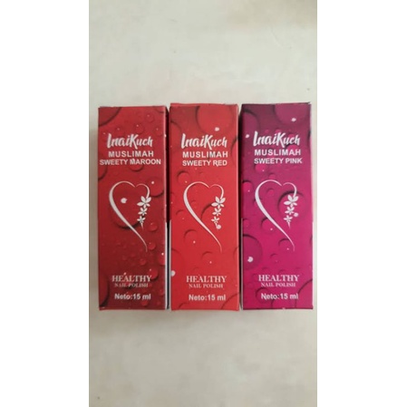 [3 warna] - Inai Kuch Muslimah/ InaiKuch nail kutek kuku 15ml sweety red/ maroon/ pink