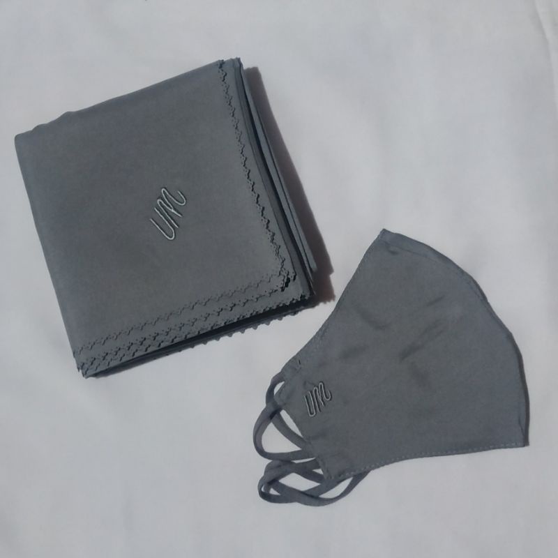 Jilbab umama voal miracle plain masker LC bordir UM lasercut grosir promo random ecer-UM ~ Grey