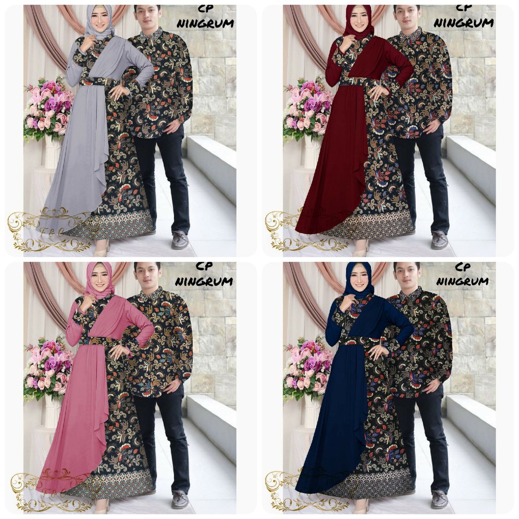 Konveksi Baju Set Cp Ningrum Gamis Batik Couple Baju Couple Muslim Gamis Kondangan Cp Amena Batik B Shopee Indonesia