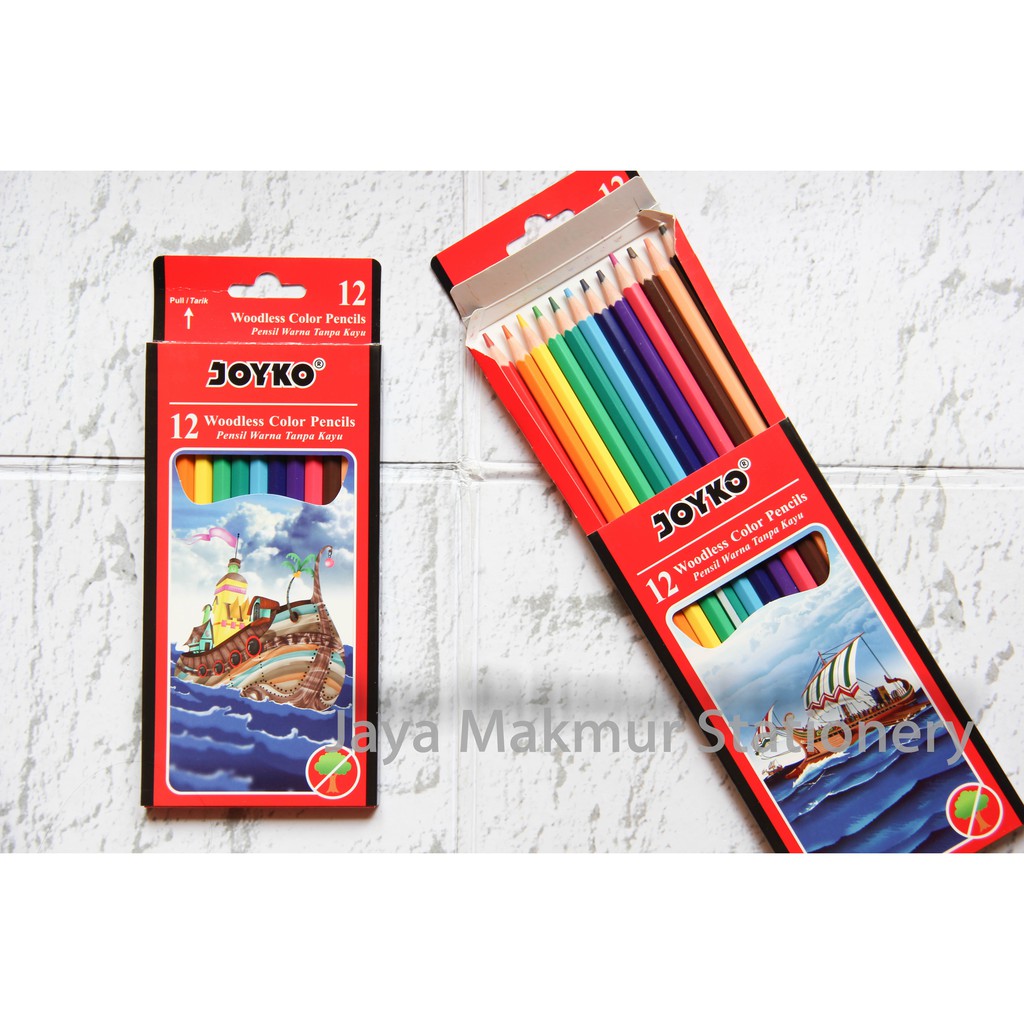 Pensil Warna Woodless -Tanpa Kayu- Joyko 12 Warna CP-103