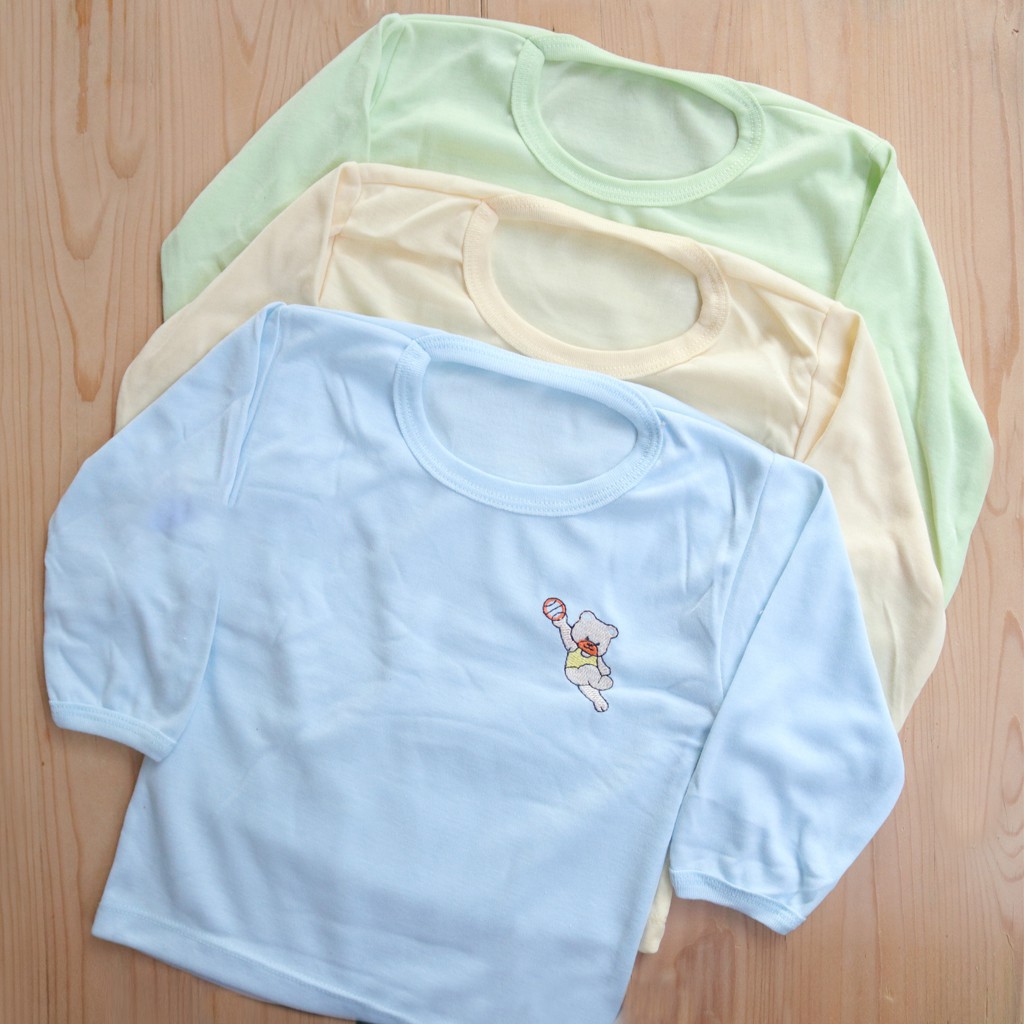 3 Pcs Oblong Lengan Panjang Luga - Kaos Atasan Bayi - Mix 3 Warna