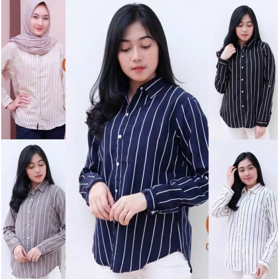 BLOUSE SALUR Panjang - Kemeja Lengan Panjang Wanita - Linea Blouse Motif Monalisa