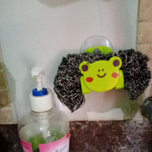 Gantungan Spon Spons Kartun + Pengait / Vacuum Kitchen Sponge Holder - X375