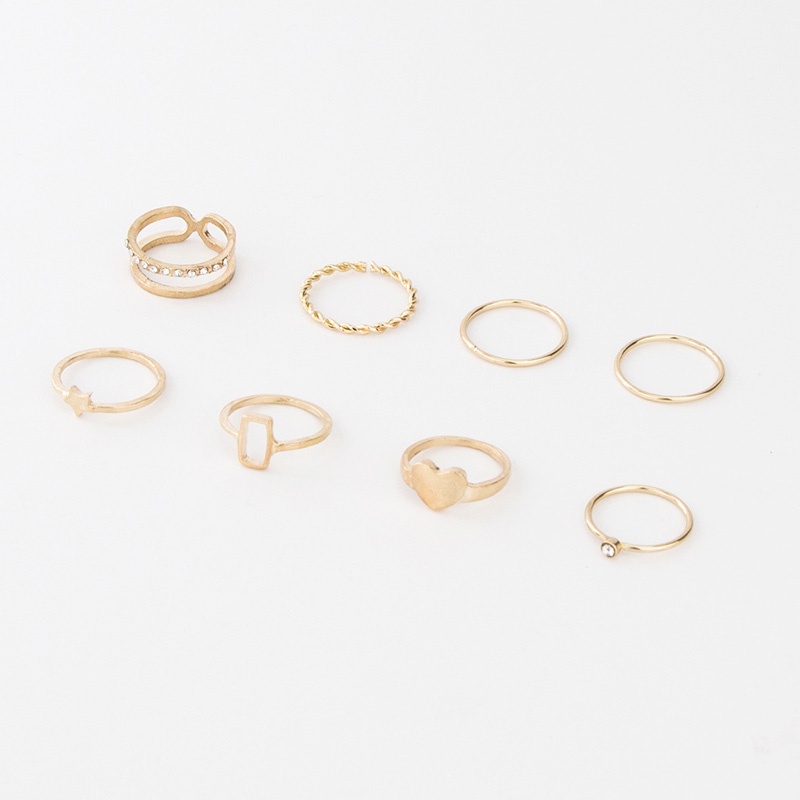 8Pcs/Set Women  Rings  Golden  Irregular Geometry  Ring