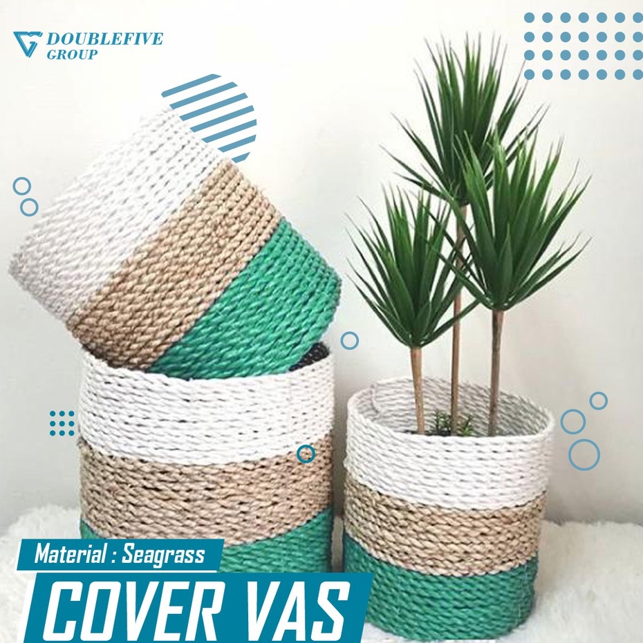 Keranjang Anyaman isi 3. Cover Pot, Keranjang Seagrass, Hiasan Anyam (size 20,17,15) / COVER POT