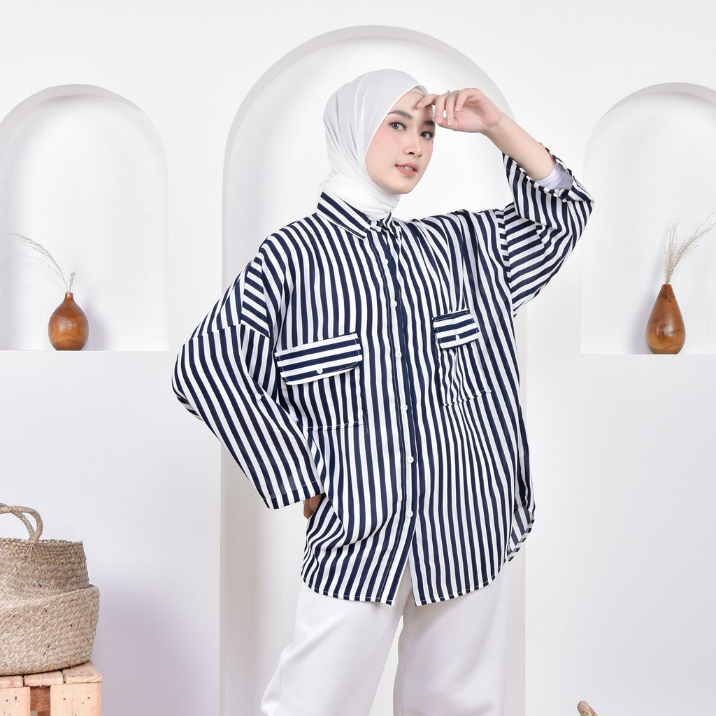 KEMEJA NATHA SALUR PREMIUM WOLFIS SHIRT BTS B383